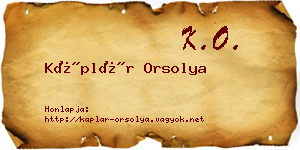 Káplár Orsolya névjegykártya